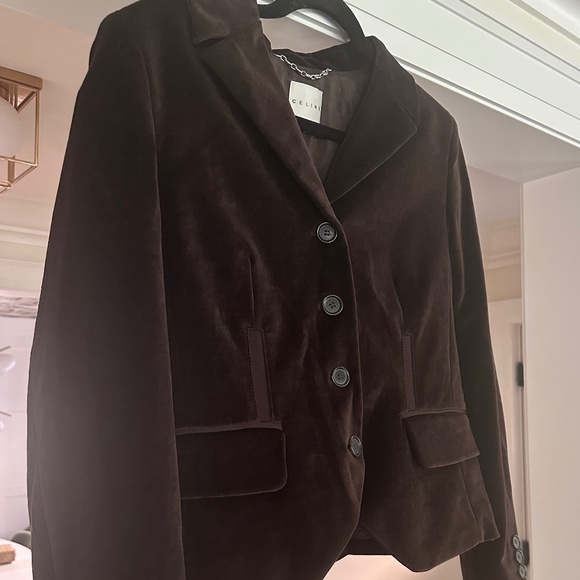 Vintage CELINE Brown Velvet Blazer - Never worn, like new - Size 10 - Picture 3 of 14